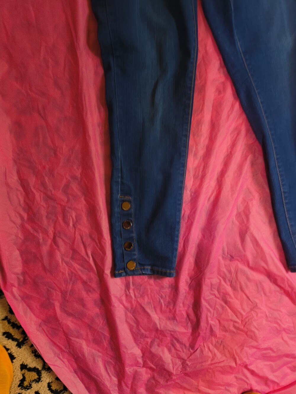 Seven7 Maternity Dark Blue Straight Leg Jeans with Side Button Detail Sz 12 - Picture 4 of 5